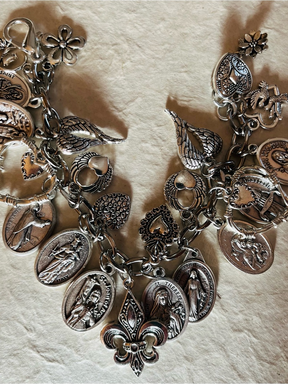 Saints & Hearts Charm Bracelet/Saints, Joan of Arc, Medals  Heart Charm Bracelet